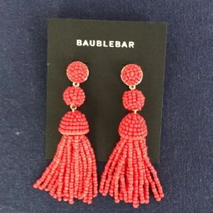 NWT Baublebar Red Tassle Earrings